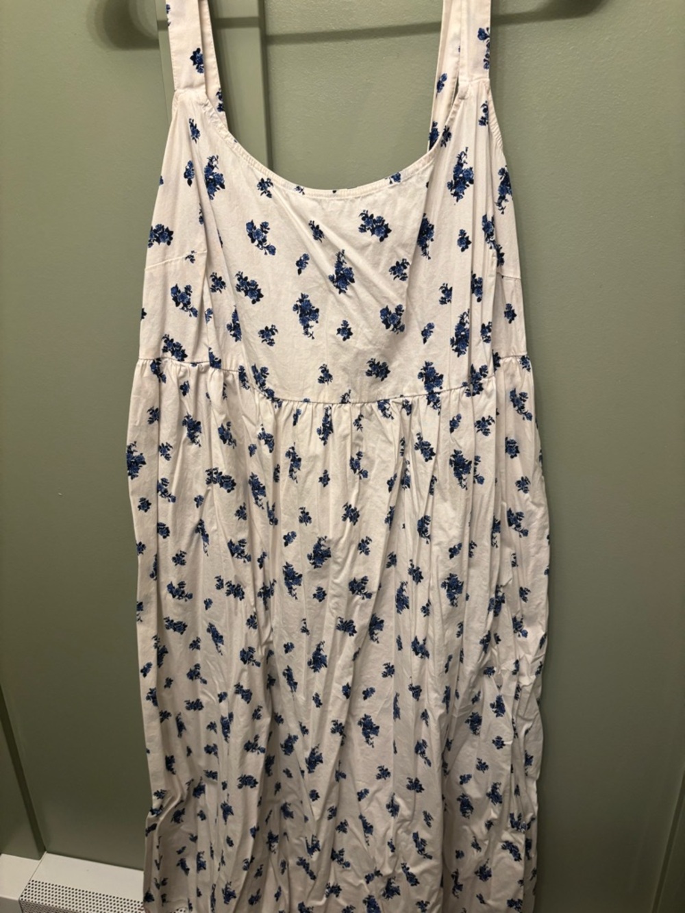 Ava & Viv White Dress with Blue Floral Smocking